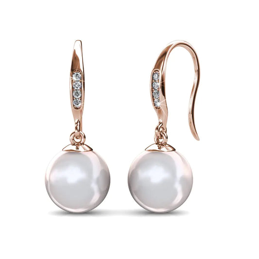 Elegant Rose Gold Pearl Drop Earrings